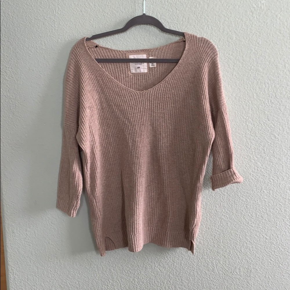 Off the shoulder cream beige knit sweater